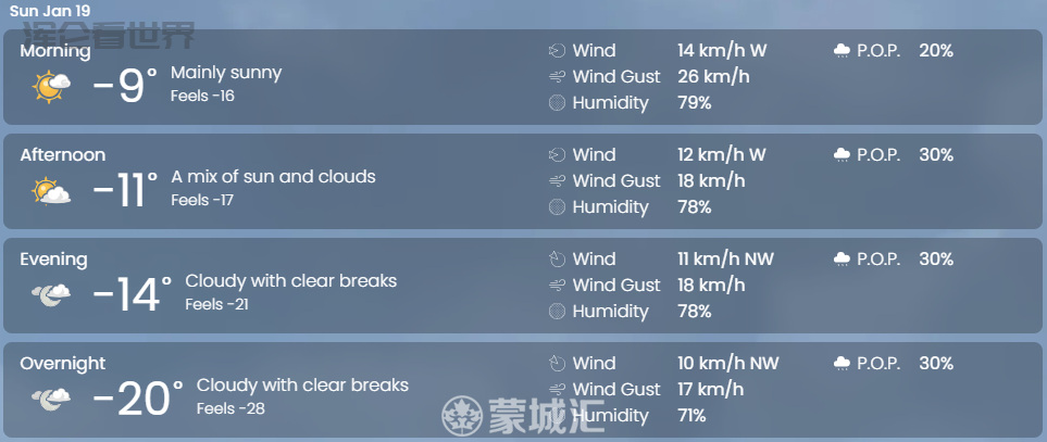 冷疯了！极地涡旋寒流杀到魁省！温度骤降30度，蒙城体感-34°C严寒 第4张