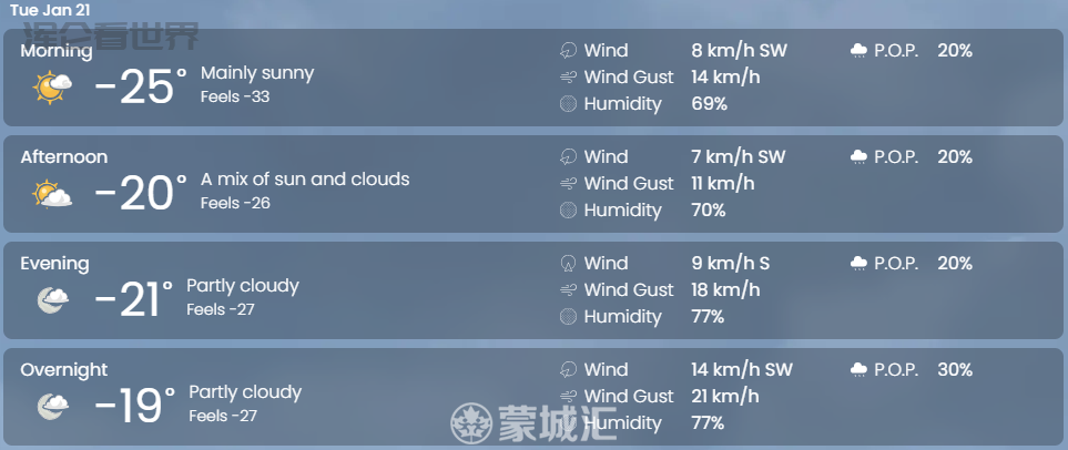 冷疯了！极地涡旋寒流杀到魁省！温度骤降30度，蒙城体感-34°C严寒 第6张